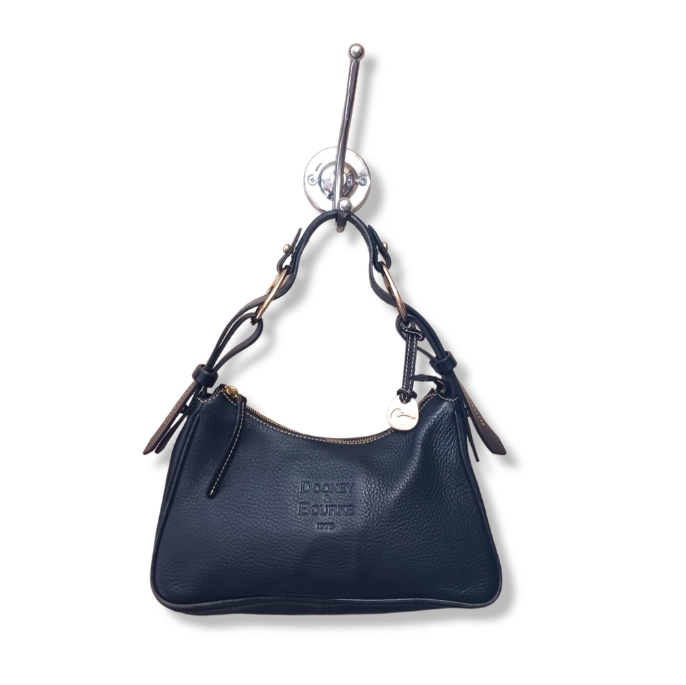 DOONEY & BOURKE 1975 Small East West Hobo Black Leather Shoulder Bag Purse